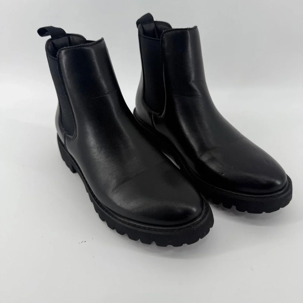 Dunes Womens‎ Black Dalya Chelsea Boots Lug Sole Elastic Ankle Size 7.5M